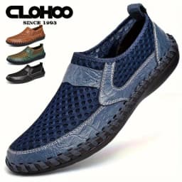 CLOHOO Hand-Sewn Casual Mesh Men's Shoes Comfortable Breathable Upper Fabric Durable Stitching Lightweight Footwear
