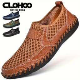 CLOHOO Hand-Sewn Casual Mesh Men's Shoes Comfortable Breathable Upper Fabric Durable Stitching Lightweight Footwear