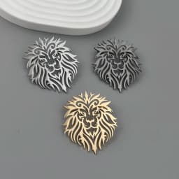 Fashion punk style hollow crown lion stainless steel gold-plated 18K brooch, black-suit accessories, wedding matching set