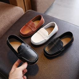 2025 Boys' Slip-On Oxford Loafers Spring Autumn Soft PU Leather Toddler Shoes Black White School Uniform Shoes for Kids