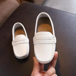 2025 Boys' Slip-On Oxford Loafers Spring Autumn Soft PU Leather Toddler Shoes Black White School Uniform Shoes for Kids