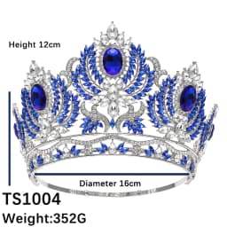 1PCS Baroque Big Rhinestone Crystal Tiaras Diadem for Queen Bridal Wedding Head Jewelry Large Crown Pageant Bride Headwear