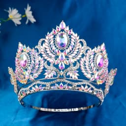 1PCS Baroque Big Rhinestone Crystal Tiaras Diadem for Queen Bridal Wedding Head Jewelry Large Crown Pageant Bride Headwear