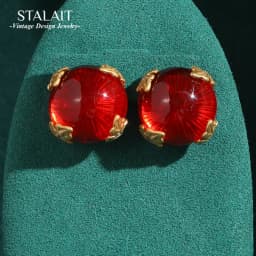 Vintage Opal Red Cat Eye Studs Earrings For Woman Antique Gold Color Leaf Natural Glass Jewelry Accessories Christmas New 2025