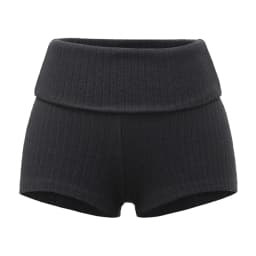 Summer Clothes Casual Shorts Woman Knit Fold Over Shorts High Waisted Slim Fit Stretchy Yoga Shorts Active Jogger Shorts Black