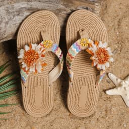 Women's fashion trend accessory Sunflower anti-slip wear soft sole flat flip flops
