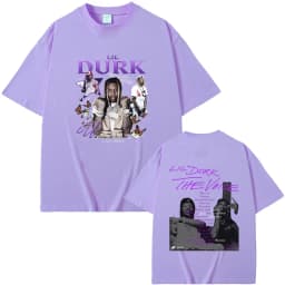 Rapper Lil Durk Hip Hop Fashion Vintage T-shirt Men Women's Round Neck Oversized Tshirt Men's 100% Casual Cotton Short Sleeve