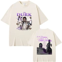 Rapper Lil Durk Hip Hop Fashion Vintage T-shirt Men Women's Round Neck Oversized Tshirt Men's 100% Casual Cotton Short Sleeve