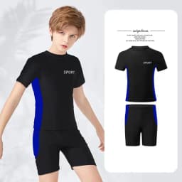 Children's Summer New Swimsuit Boys Middle And Big Kids Split Training Swimsuit Boys Swim Trunks New Quick-Drying Set Of Two