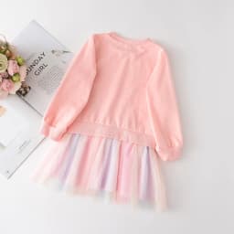 New Unicorn Girls Dress Autumn Spring Children Clothing Cotton Toddler Costume Birthday Party Kids Casual Princess Mesh Dress