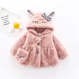 6 12 18 24 36 Months Baby Plush Jacket Cute Rabbit Ears Christmas Princess Girls Coat Keep Warm Hooded Outerwear Kids Clothes