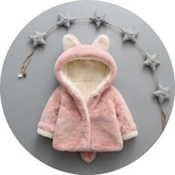 6 12 18 24 36 Months Baby Plush Jacket Cute Rabbit Ears Christmas Princess Girls Coat Keep Warm Hooded Outerwear Kids Clothes