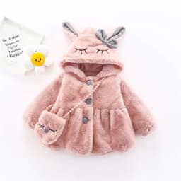 6 12 18 24 36 Months Baby Plush Jacket Cute Rabbit Ears Christmas Princess Girls Coat Keep Warm Hooded Outerwear Kids Clothes