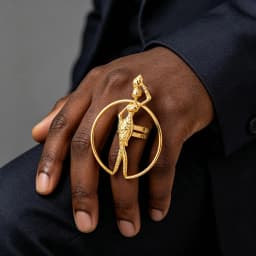 18K Gold Plated African Hollow Circle African Lady Figure Statement Earrings Ring Set For Women Luxury Wedding Accessories Gift