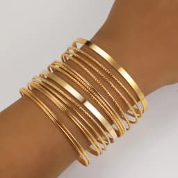 12pcs Punk Gold Color Chain Bracelets Set for Women Boho Thick Charm Curb Cuban Bracelet Bangles Fashion Jewelry Gift 2024 New