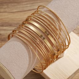 12pcs Punk Gold Color Chain Bracelets Set for Women Boho Thick Charm Curb Cuban Bracelet Bangles Fashion Jewelry Gift 2024 New