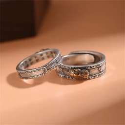 Fashion 925 Silver Ring For Men Women Jewelry Vintage Six Character Great Bright Mantra Gold Pixiu Ring Male Finger Accessories