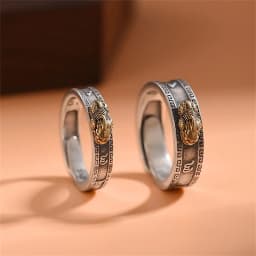 Fashion 925 Silver Ring For Men Women Jewelry Vintage Six Character Great Bright Mantra Gold Pixiu Ring Male Finger Accessories