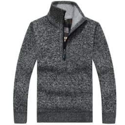 Men's Fleece Thicker Sweater Half Zipper Turtleneck Warm Pullover High Quality Male Slim Knitted Wool Sweaters For Spring