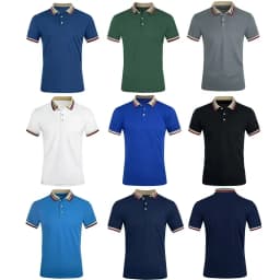 Men Summer Solid Casual Office Breathable Cotton Polo Shirt Fashion Brand Male Business High Quality Striped Short Sleeve Top