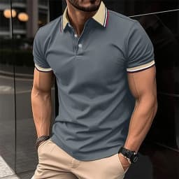 Men Summer Solid Casual Office Breathable Cotton Polo Shirt Fashion Brand Male Business High Quality Striped Short Sleeve Top