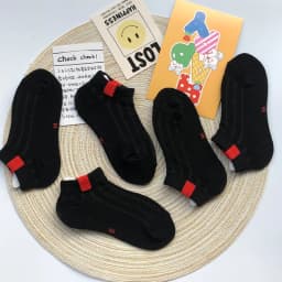 Children's Black Short Socks Pure Cotton Spring Summer Thin Style Boys and Girls Kids Sweat Absorbing and Breathable Socks