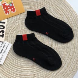Children's Black Short Socks Pure Cotton Spring Summer Thin Style Boys and Girls Kids Sweat Absorbing and Breathable Socks
