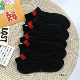Children's Black Short Socks Pure Cotton Spring Summer Thin Style Boys and Girls Kids Sweat Absorbing and Breathable Socks