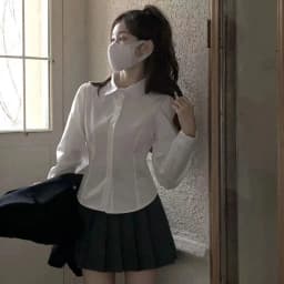 Xpqbb Women's White Shirt Korean Preppy Style Long Sleeve Turndown Collar Blouse School Girl Uniform Student Slim Shirts 2024
