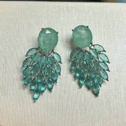 Bilincolor Fashion Green Earring for Women Wedding Bridal Jewelry