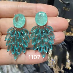 Bilincolor Fashion Green Earring for Women Wedding Bridal Jewelry