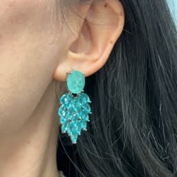 Bilincolor Fashion Green Earring for Women Wedding Bridal Jewelry