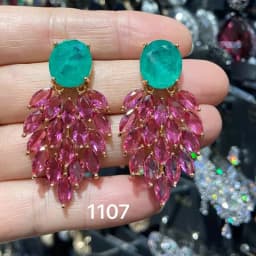 Bilincolor Fashion Green Earring for Women Wedding Bridal Jewelry