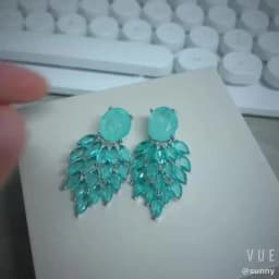 Bilincolor Fashion Green Earring for Women Wedding Bridal Jewelry