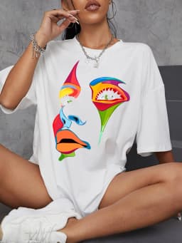 Painted Lady Face Personality Design Print T Shirt Female Street Comfortable T-Shirt Soft Casual Tops Breathable Short Sleeve