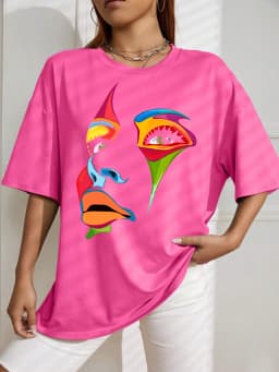 Painted Lady Face Personality Design Print T Shirt Female Street Comfortable T-Shirt Soft Casual Tops Breathable Short Sleeve