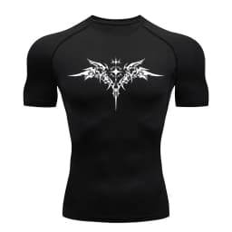 Y2K GYM Compression Tshirts Sport Workout Thorn Print T-shirts Mens Running Fitness Tight Summer Sportswear Top Tee