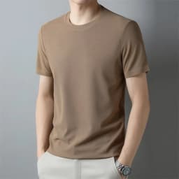 2026 Men's New Waffle Round Neck Short Sleeved T-shirt Summer Comfortable Top