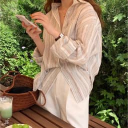 Casual Loose Shirts for Women Striped Sunscreen Shirt with Pocket Button Clothes New Fashion 2025 Spring 781