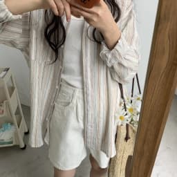 Casual Loose Shirts for Women Striped Sunscreen Shirt with Pocket Button Clothes New Fashion 2025 Spring 781