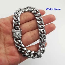 Top Quality Stainless Steel Miami Curb Cuban Chain Bracelet Hip Hop Rocker Women Mens Unisex Jewelry 8/10/12/14mm
