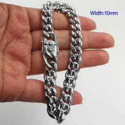 Top Quality Stainless Steel Miami Curb Cuban Chain Bracelet Hip Hop Rocker Women Mens Unisex Jewelry 8/10/12/14mm