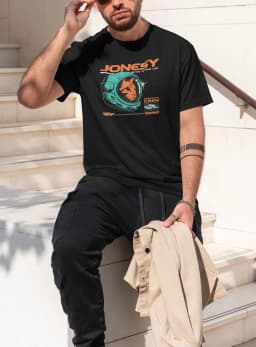 Mens Cotton Jonesy The Space Cat Graphic T Shirt Street Casual Style Tee for Men and Women