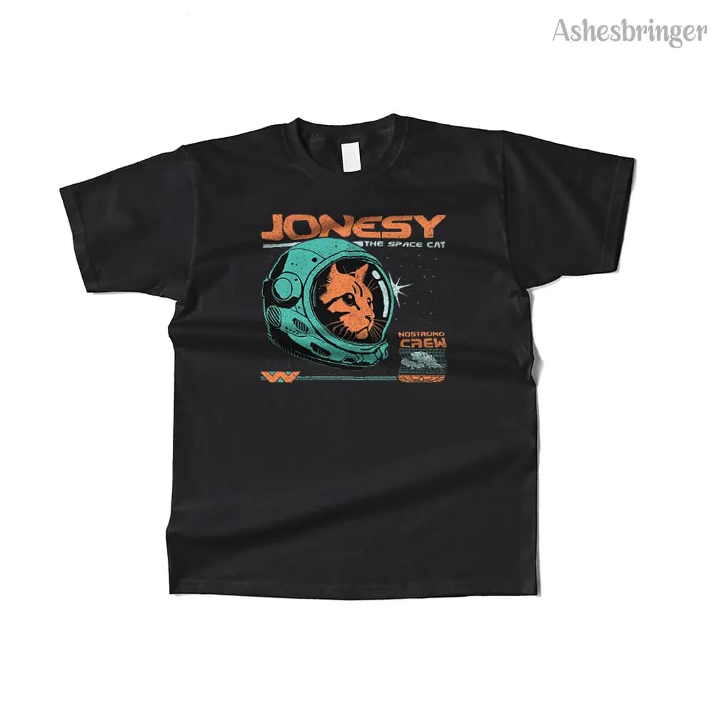 Mens Cotton Jonesy The Space Cat Graphic T Shirt Street Casual Style Tee for Men and Women