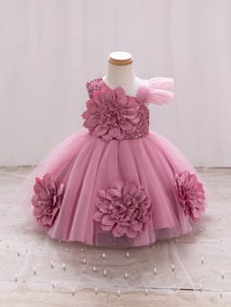 Elegant Girl Princess Dress Small Flying Sleeves Asymsymmetrical Straps Formal Occasion Girl Dress Sequin Wedding Dress Party Gi