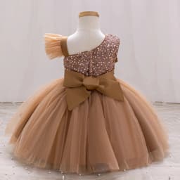 Elegant Girl Princess Dress Small Flying Sleeves Asymsymmetrical Straps Formal Occasion Girl Dress Sequin Wedding Dress Party Gi