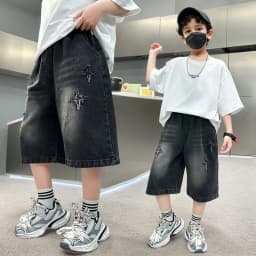 Boy Star  Jeans 2025 Summer New Product Fashion Boys Denim Mid-Pants Children's Casual Cropped Pants 5-15 Years Old