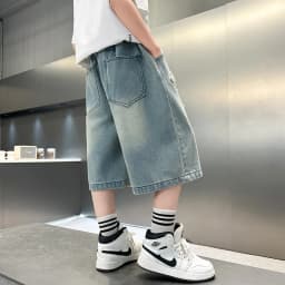 Boy Star  Jeans 2025 Summer New Product Fashion Boys Denim Mid-Pants Children's Casual Cropped Pants 5-15 Years Old