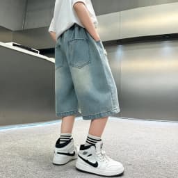 Boy Star  Jeans 2025 Summer New Product Fashion Boys Denim Mid-Pants Children's Casual Cropped Pants 5-15 Years Old