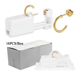 16pcs/Box Disposable Ear Piercing Gun Hoop 316L Steel 24K Gold Plated Ear Hoop Piercer Machine For Adult Kids Jewelry Wholesale